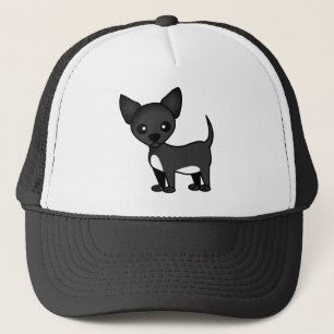 Cartoon Black Chihuahua Trucker Hat