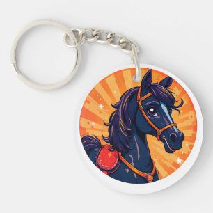 🐎Cartoon Black Horse Color Splash Key Accessory🐎 Keychain