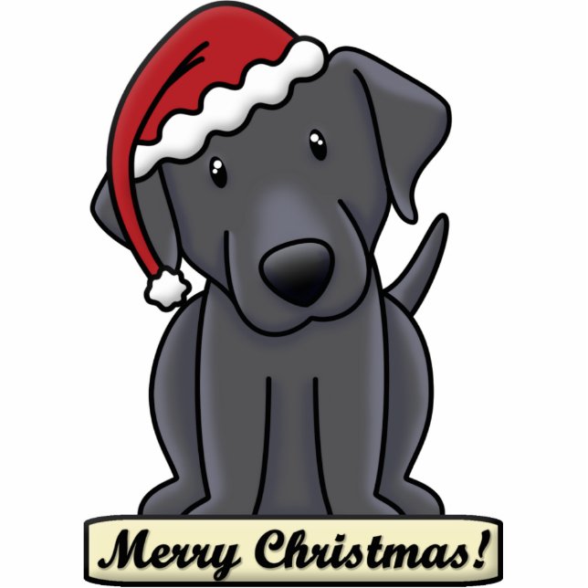 Cartoon Black Lab Christmas Ornament (Front)