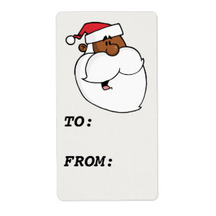 Cartoon Black Santa Claus Gift Label