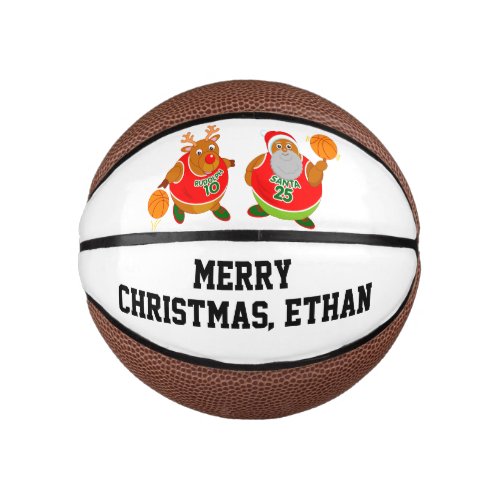 Cartoon Black Santa  Rudolph playing basketball Mini Basketball