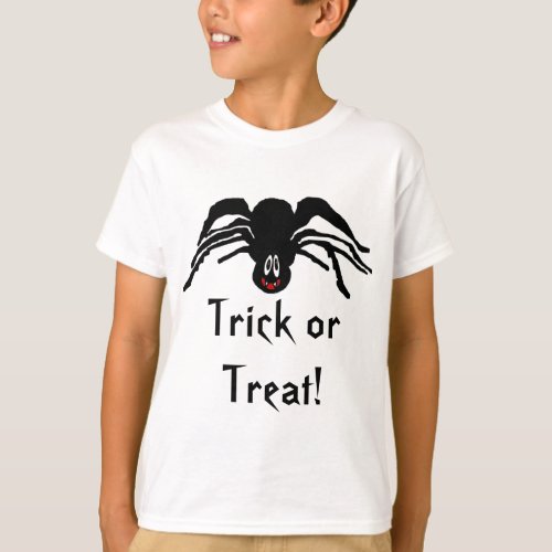 Cartoon Black Spider Halloween Black Widow Kids T_Shirt