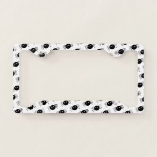 Cartoon Black Spiders Pattern License Plate Frame