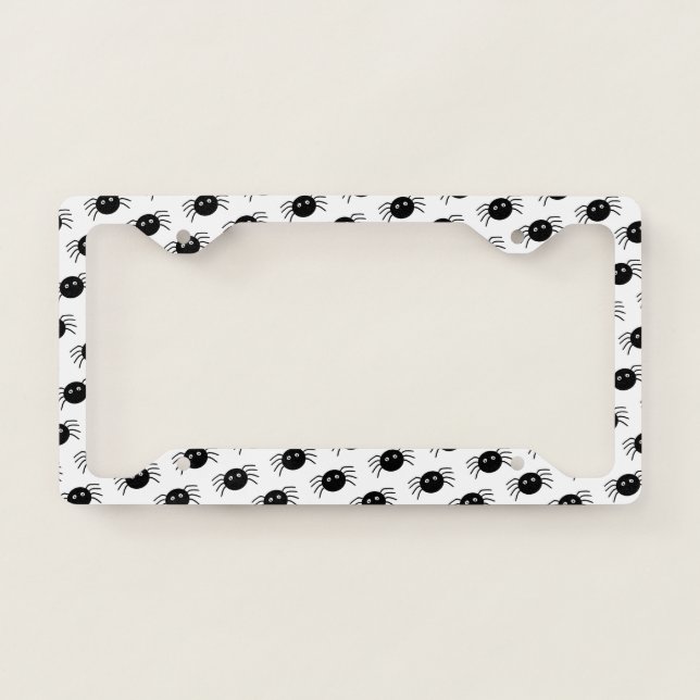 Cartoon Black Spiders Pattern License Plate Frame (Front)