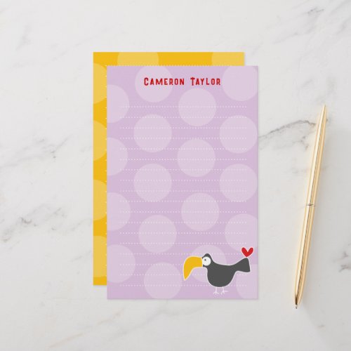 Cartoon Black Toucan Bird Kid Birthday Thank You Stationery