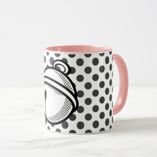 Cartoon Black White Grey Cat Bell Vector Pop Art Mug