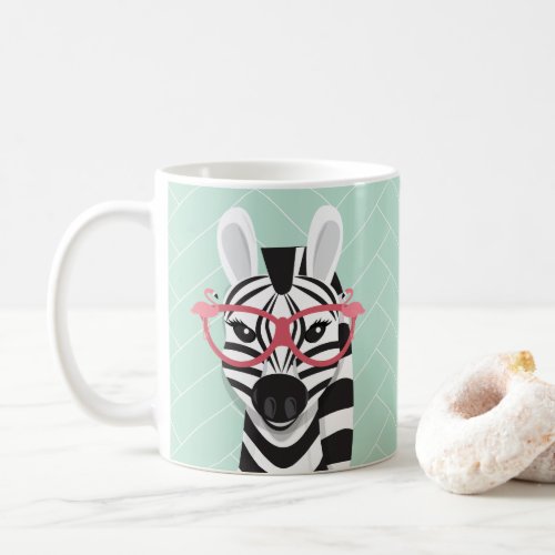 Cartoon Black White Zebra Pink Flamingo Sunglasses Coffee Mug