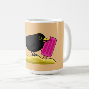 Cartoon Blackbird Eating A Ice Cream Coffee Mug