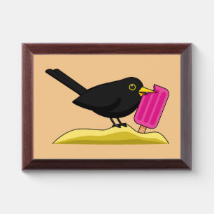 Cartoon Blackbird Eating An Ice Cream Award Plaque