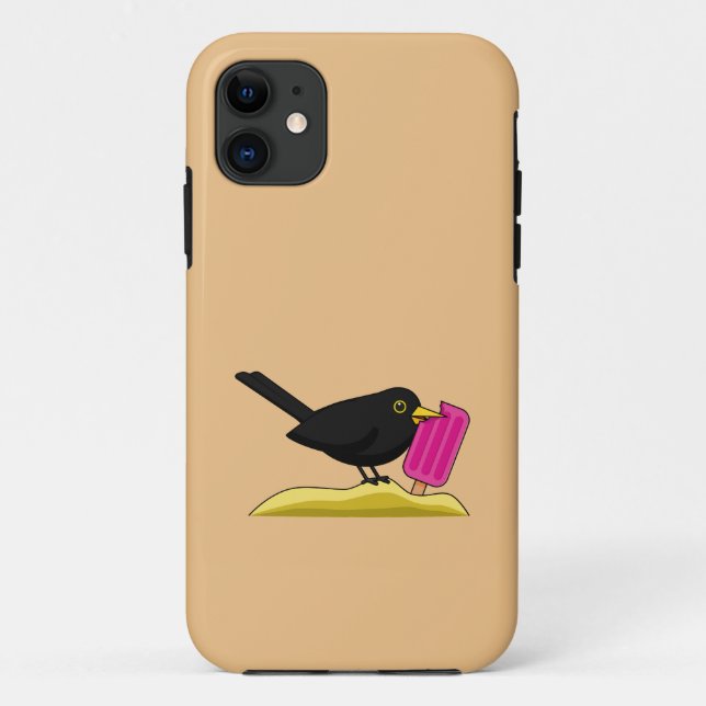 Cartoon Blackbird Eating An Ice Cream Case-Mate iPhone Case (Back)