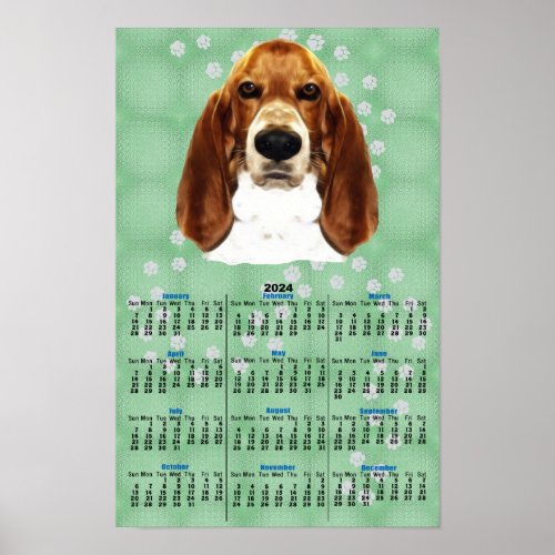 Cartoon Bloodhound 2024 Calendar Poster