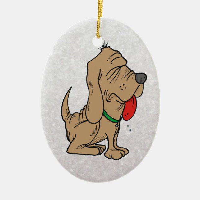 cartoon bloodhound ceramic ornament (Front)