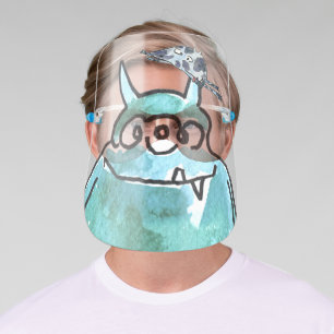Cartoon Blue Alien Monsters Face Shield
