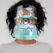 Cartoon Blue Alien Monsters Face Shield (Insitu)