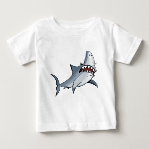 Cartoon blue and grey great killer shark baby T_Shirt