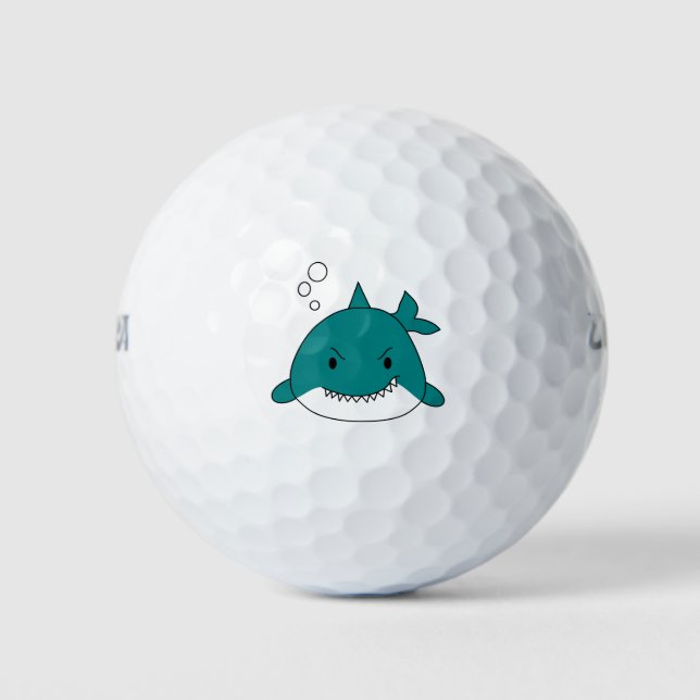 Cartoon Blue And White Shark Golf Balls (Front)