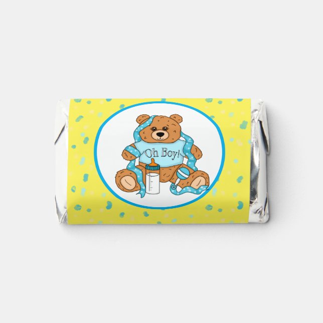 Cartoon blue and yellow Teddy Bear Baby Shower  Hershey's Miniatures (Front)