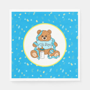 Cartoon blue and yellow Teddy Bear Baby Shower  Napkins