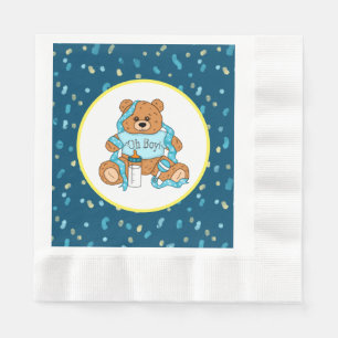 Cartoon blue and yellow Teddy Bear Baby Shower Napkins