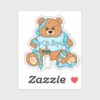 Blue Baby Boy Teddy Bear Watercolor Baby Shower Wrapping Paper, Zazzle