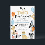 Cartoon Blue Bad Two The Bone Dogs 2nd Birthday  Invitation<br><div class="desc">Cartoon Blue Bad Two The Bone Dogs 2nd Birthday Invitation

Cute dog themed 2nd birthday invitation in a slight cartoon like style,  featuring various dogs,  balloons,  party hats and bone illustration. This bad two the bone birthday invitation also features some black paw prints on the back.</div>