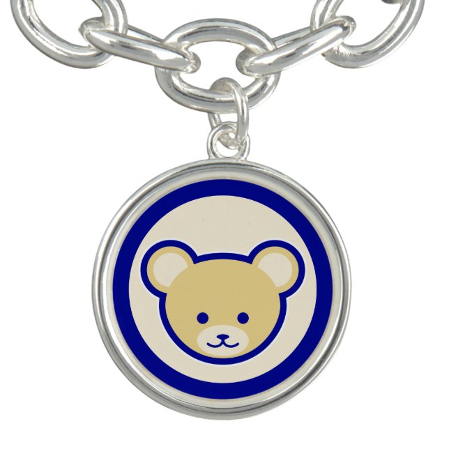 Cartoon Blue Beige Teddy Bear Cute Funny Bracelet (Design)