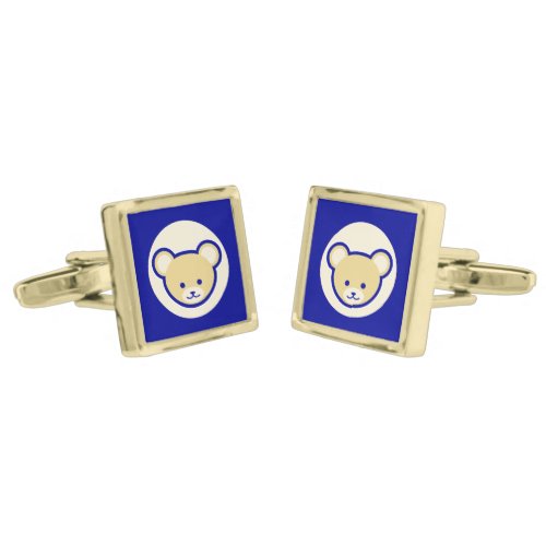 Cartoon Blue Beige Teddy Bear Cute Funny Cufflinks