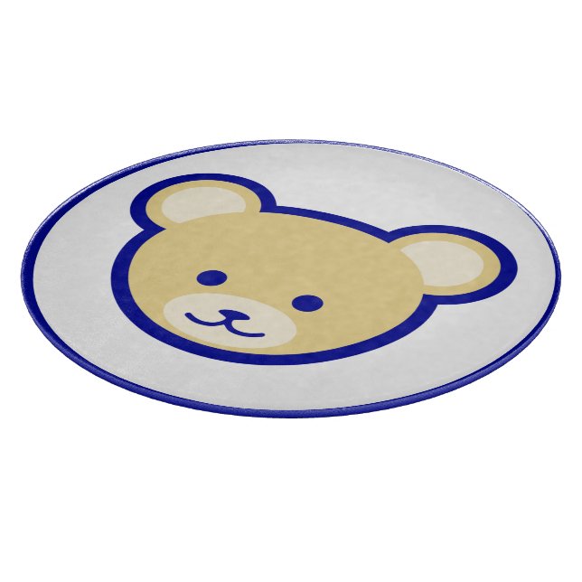 Cartoon Blue Beige Teddy Bear Cute Funny Cutting Board (Corner)