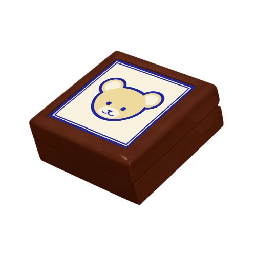 Cartoon Blue Beige Teddy Bear Cute Funny Gift Box