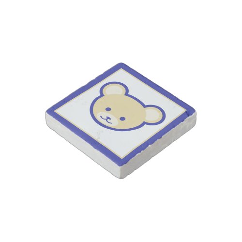 Cartoon Blue Beige Teddy Bear Cute Funny Stone Magnet