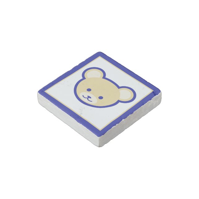 Cartoon Blue Beige Teddy Bear Cute Funny Stone Magnet (Angled)