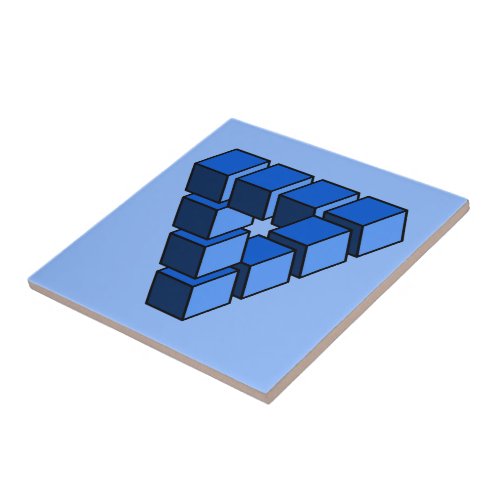 Cartoon Blue Black Toy Blocks Triangle Vector Art Ceramic Tile
