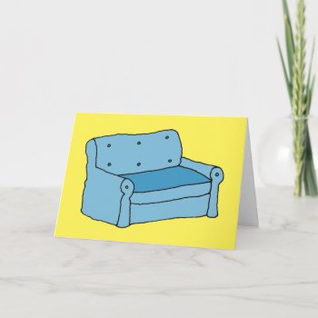 Cartoon Blue Couch Blank Greeting Card by hiway9 at Zazzle