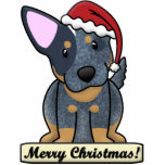 Cartoon Blue Heeler Christmas Ornament<br><div class="desc">Adorable Blue Heeler Christmas Ornament featuring the dog breed wearing a Santa hat. The sign underneath him reads,  "Merry Christmas!" Cute Australian Cattle Dog drawing will look adorable on your Xmas tree!</div>
