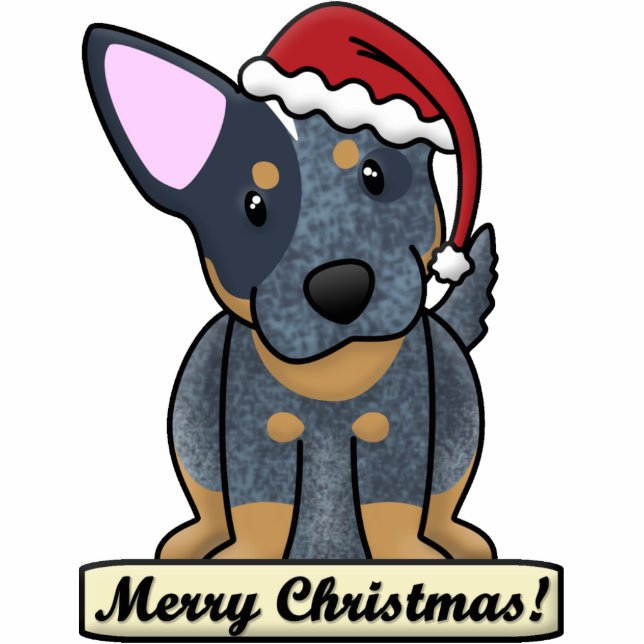 Cartoon Blue Heeler Christmas Ornament (Front)