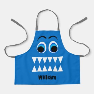 Cartoon Blue Monster Funny Face