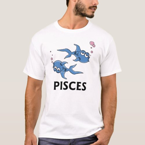 Cartoon Blue Pisces Fish T_Shirt