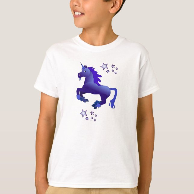 Cartoon Blue Unicorn Kid's Long Sleeve T-shirt (Front)