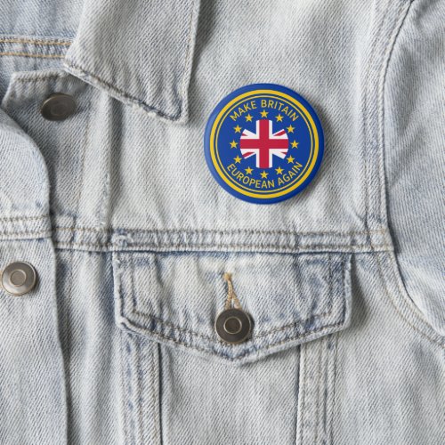 Cartoon Blue Yellow Red European Union Jack Logo B Button