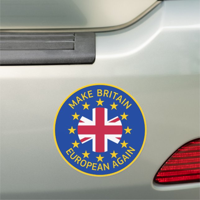 Cartoon Blue Yellow Red European Union Jack Logo Car Magnet (In Situ)
