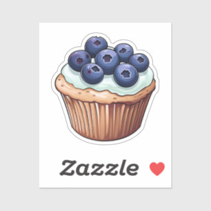 Cartoon blueberry cupcake sticker
