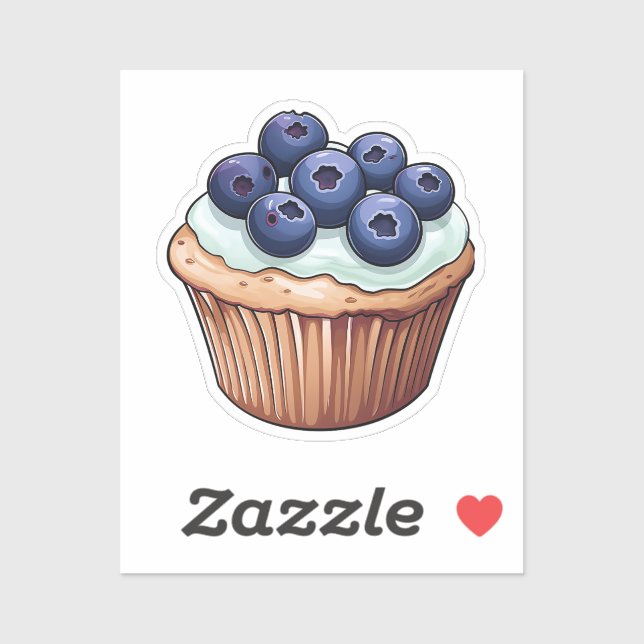 Cartoon blueberry cupcake sticker (Sheet)