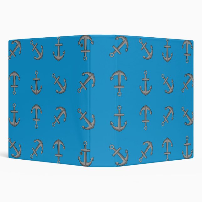 Cartoon Boat Anchor Set 3 Ring Binder (Background)