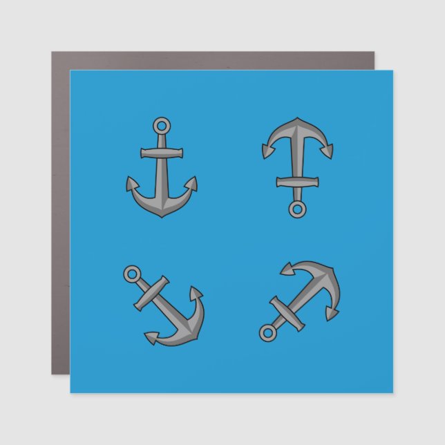 Cartoon Boat Anchor Set Car Magnet (Front)