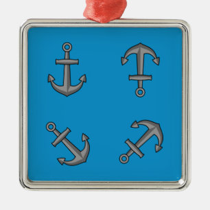 Cartoon Boat Anchor Set Metal Ornament