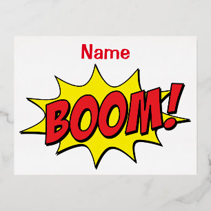 Cartoon Boom Thunder_Cove  Foil Holiday Postcard