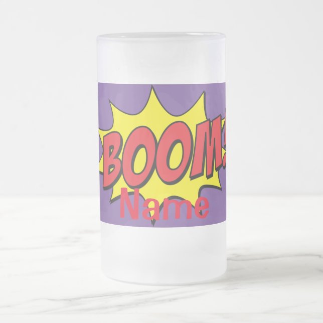 Cartoon Boom Thunder_Cove  Frosted Glass Beer Mug (Center)