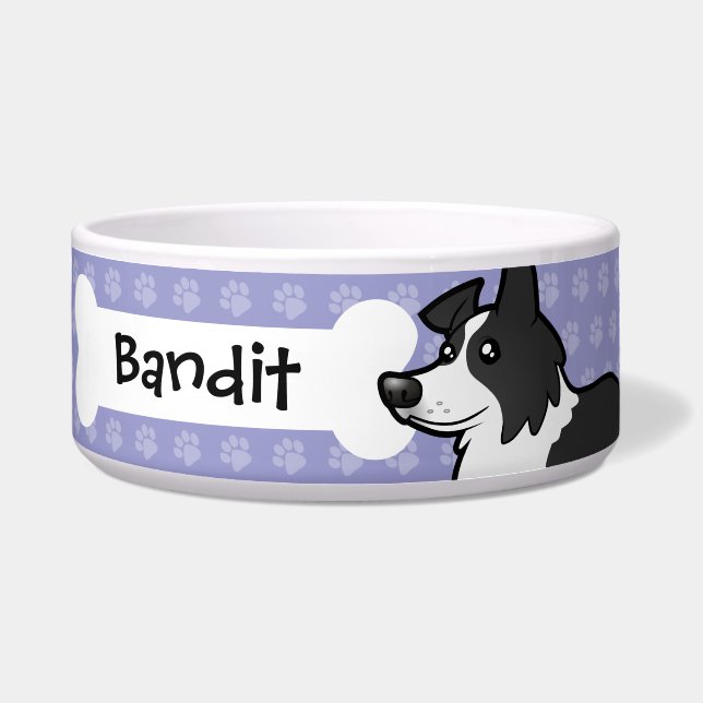 Cartoon Border Collie Bowl (Front)