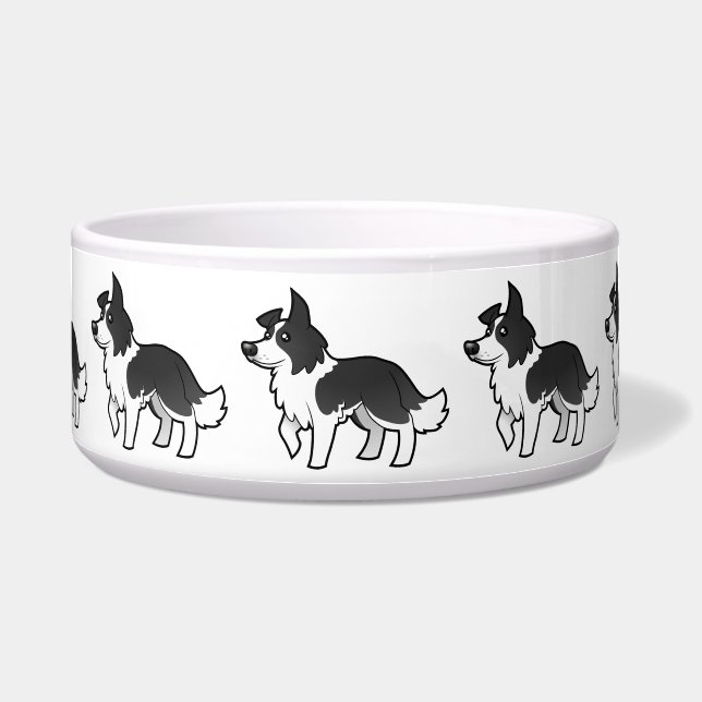 Cartoon Border Collie Bowl (Front)