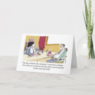 Cartoon boss offering severance package of crap card